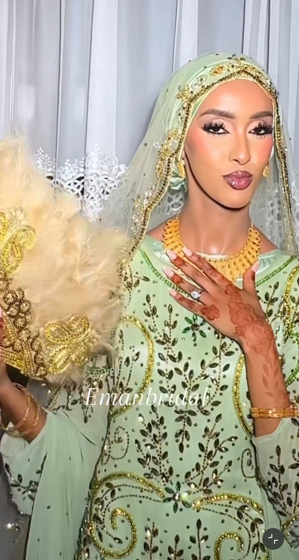Mint chiffon mulki bridal diraac - Rent