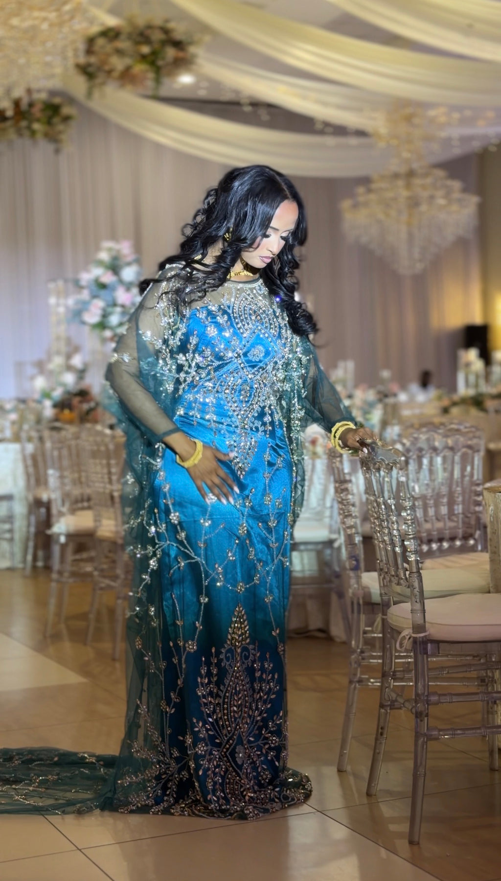 Teal blue shukri bridal diraac - Rent