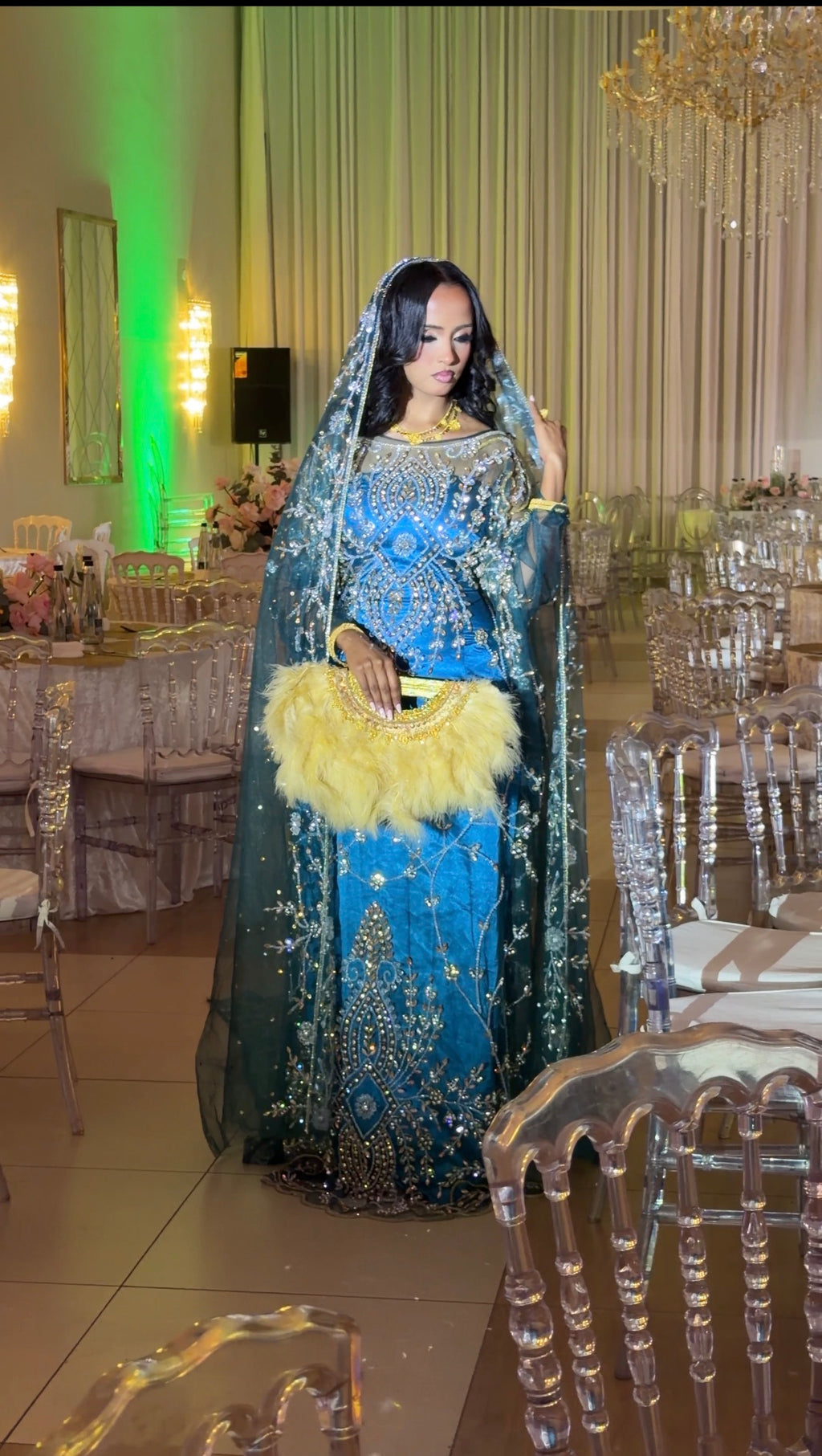 Teal blue shukri bridal diraac - Rent