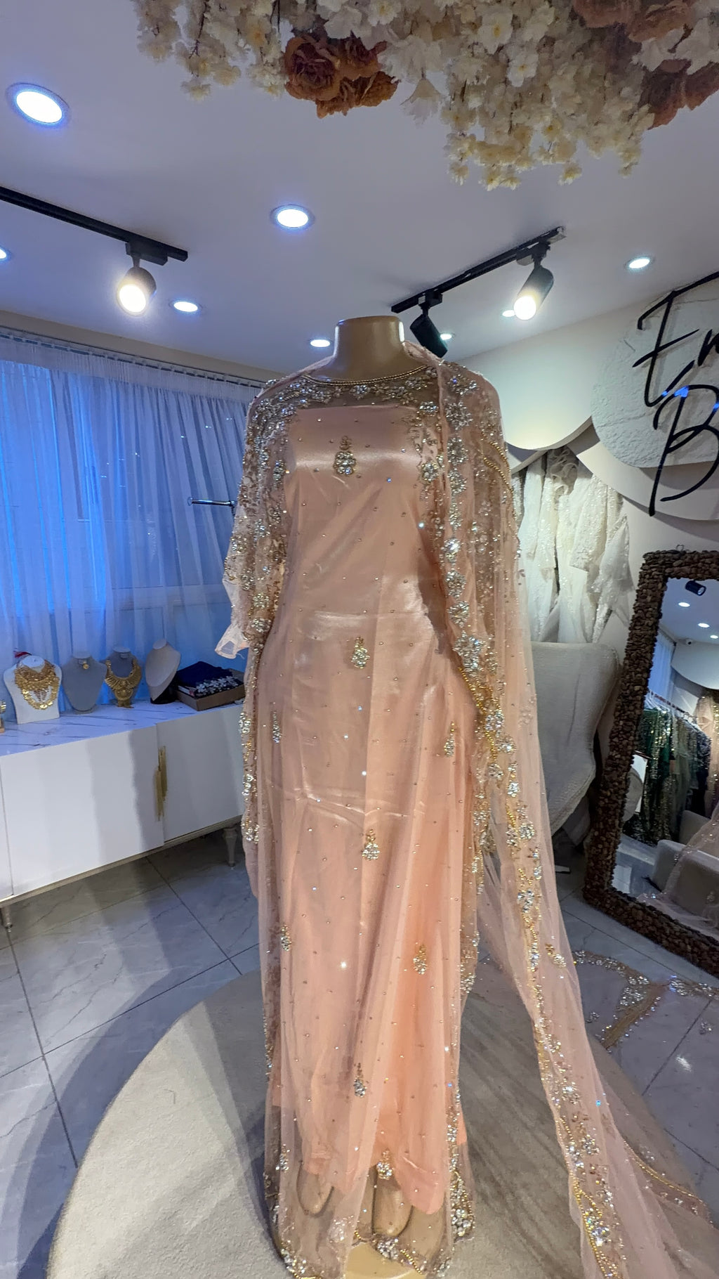Peach bridal diraac- Rent