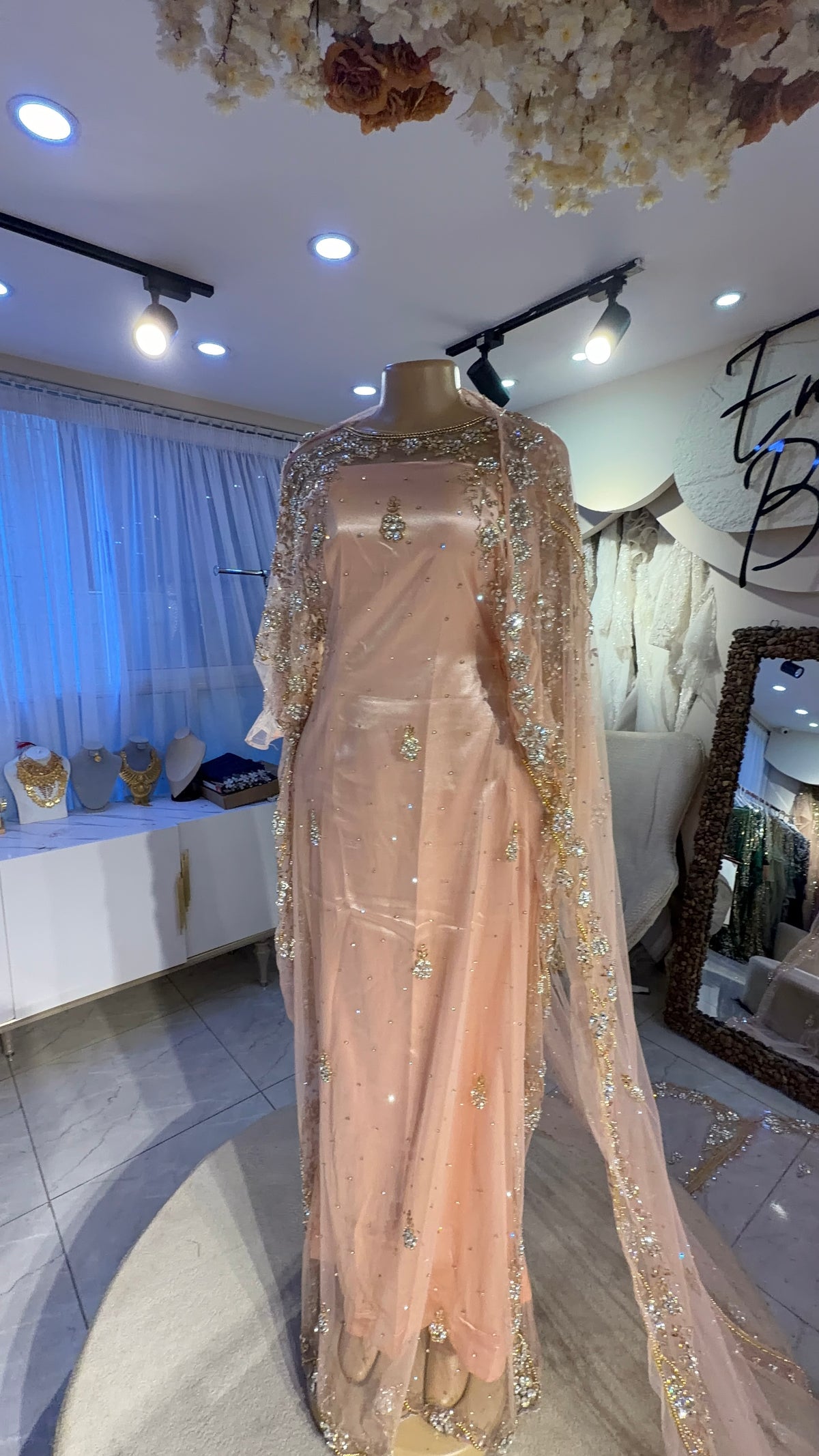 Peach bridal diraac- Rent