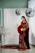 Burgundy velvet asal bridal diraac - Rent