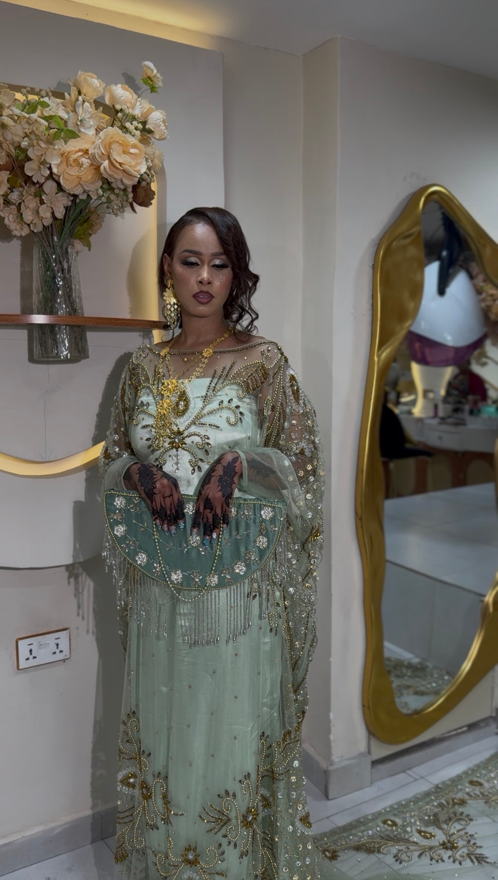 Soft mint malabo bridal diraac- Rent