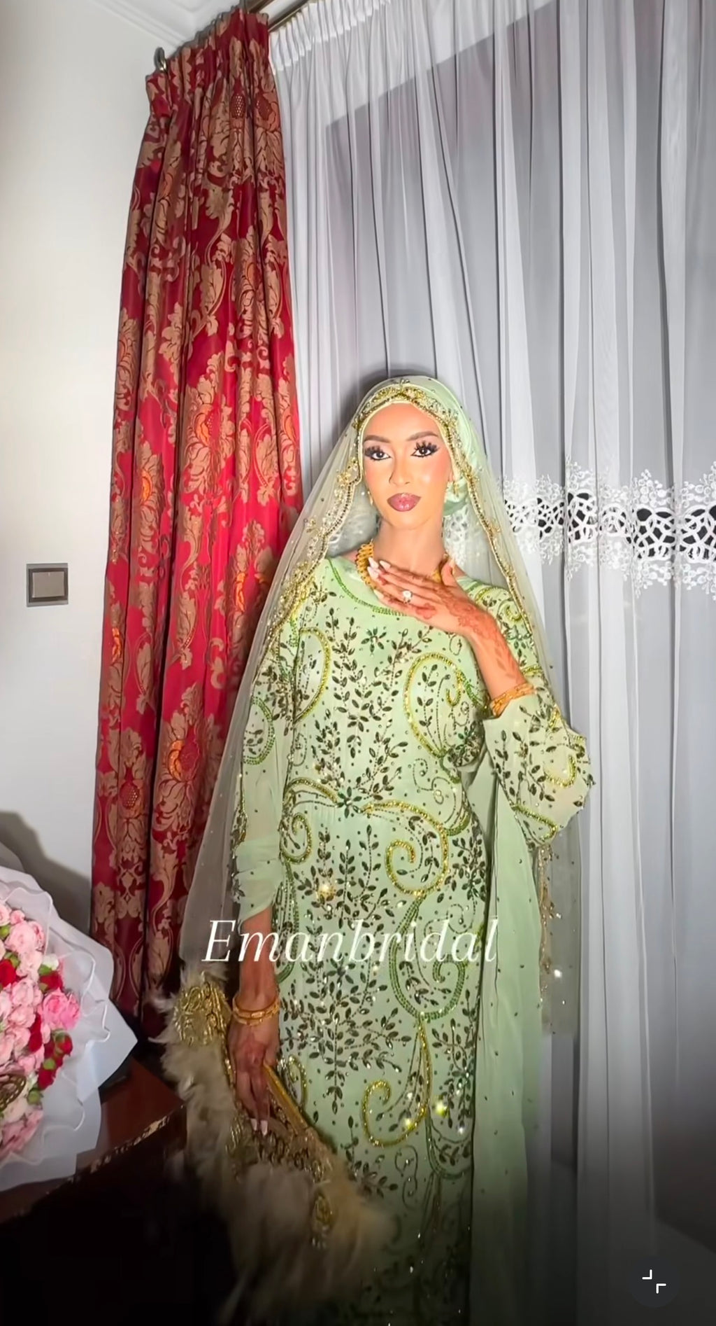 Mint chiffon mulki bridal diraac - Rent