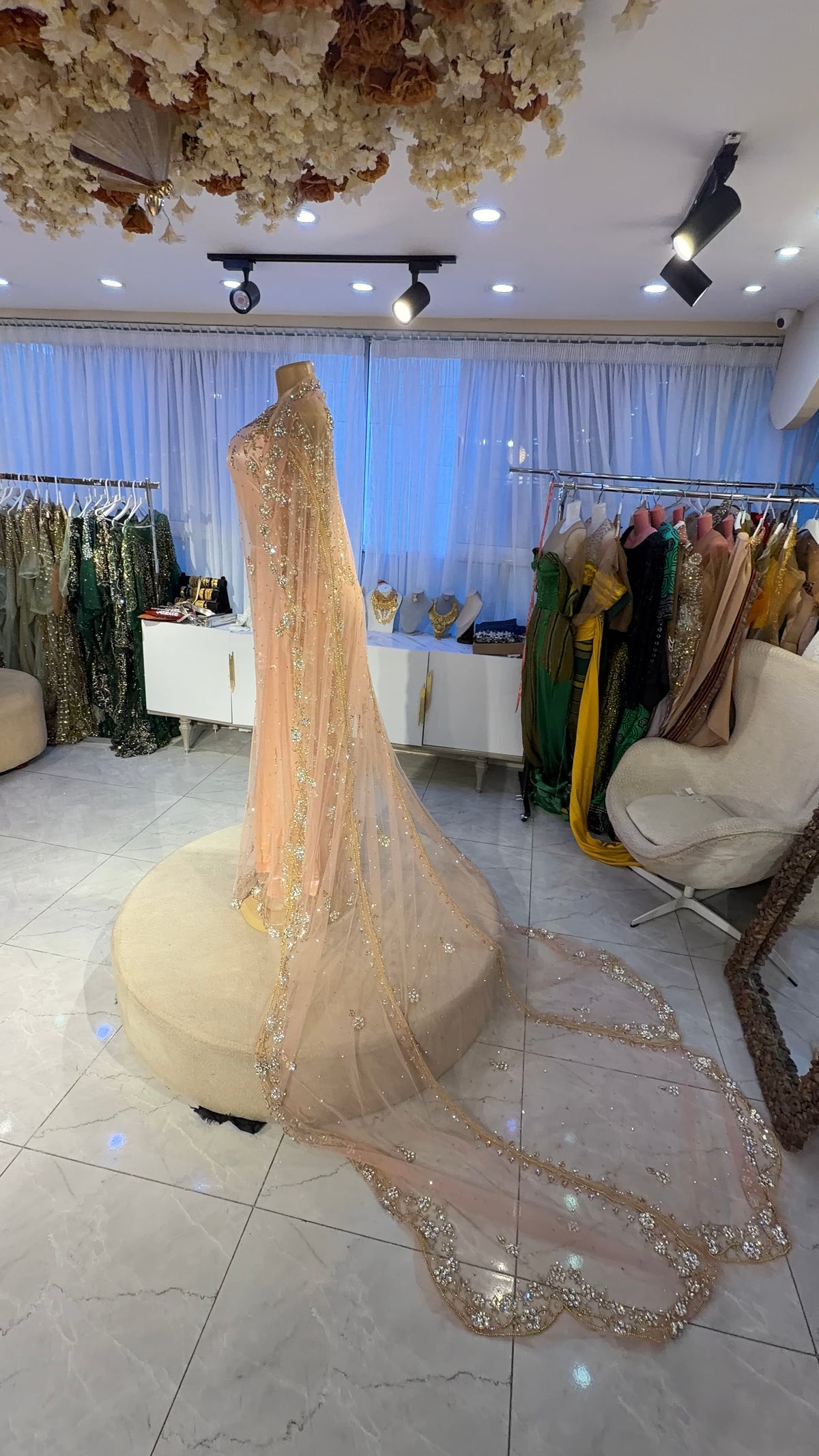 Peach bridal diraac- Rent