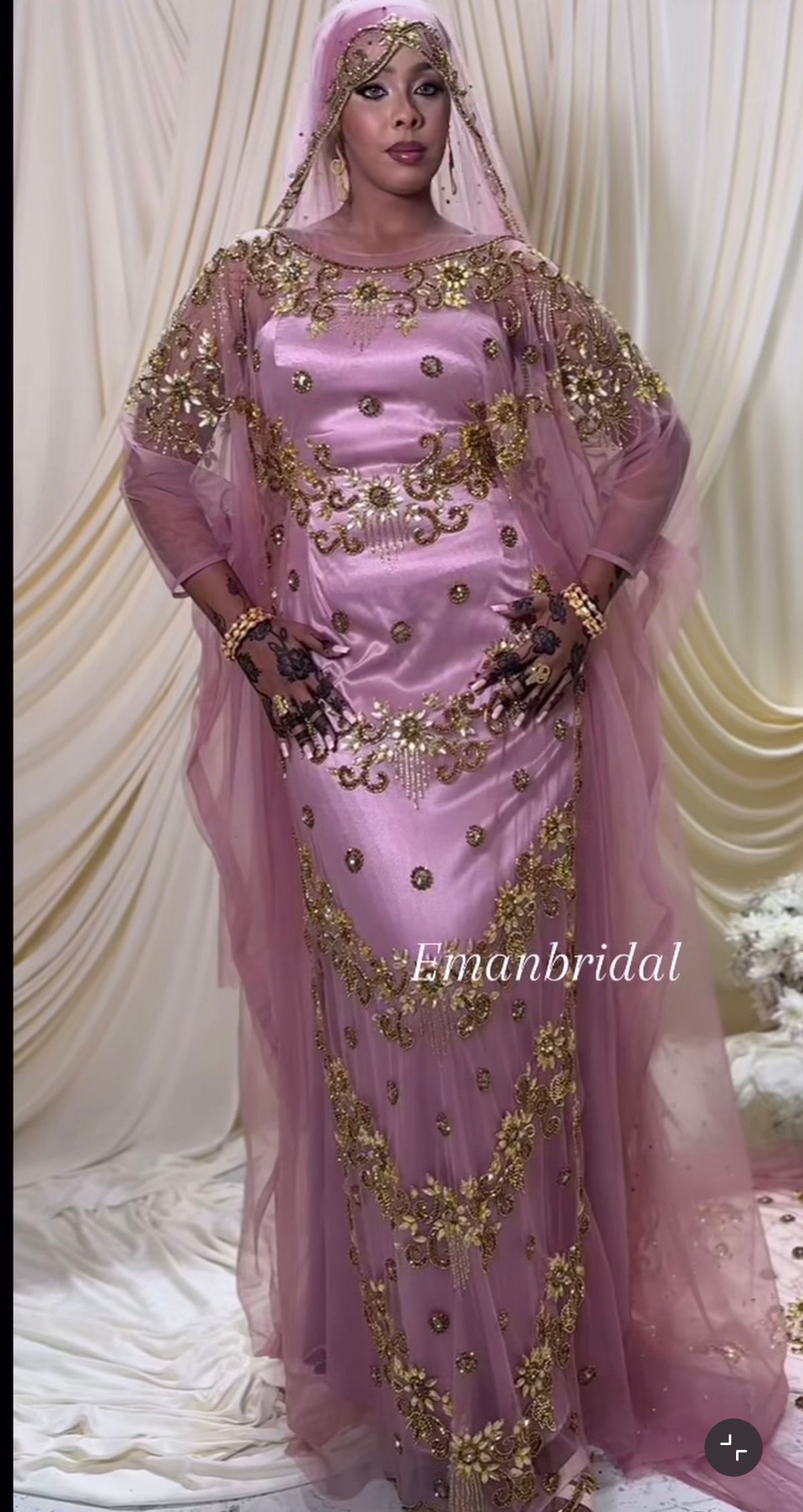 Rose gold pink xariir bridal diraac-Rent