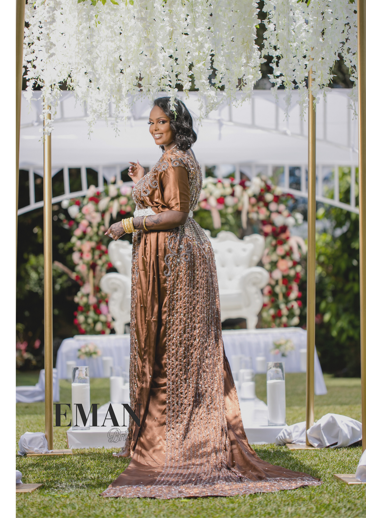Brown satin asal bridal diraac - Rent