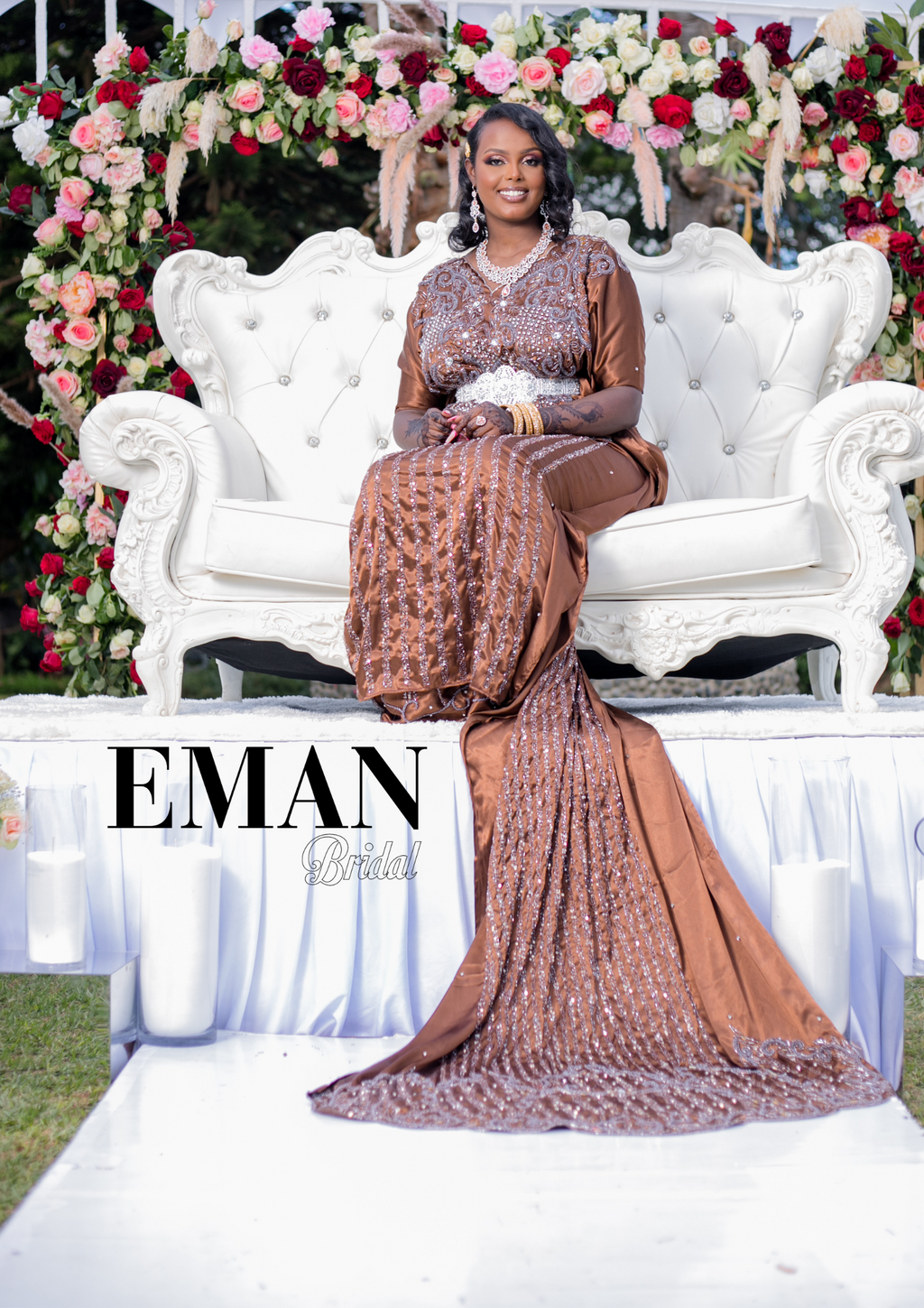 Brown satin asal bridal diraac - Rent