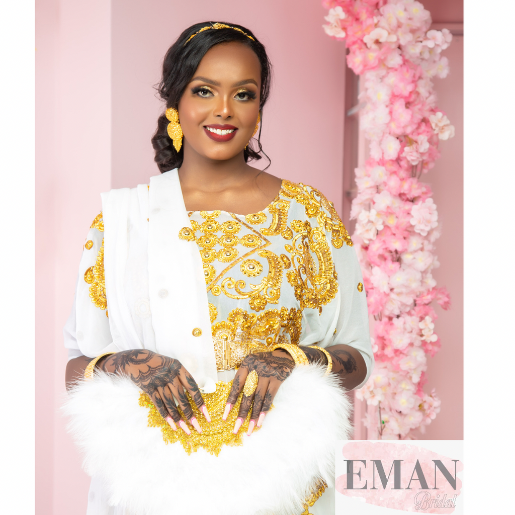 White Gold satin udgoon bridal diraac - Rent